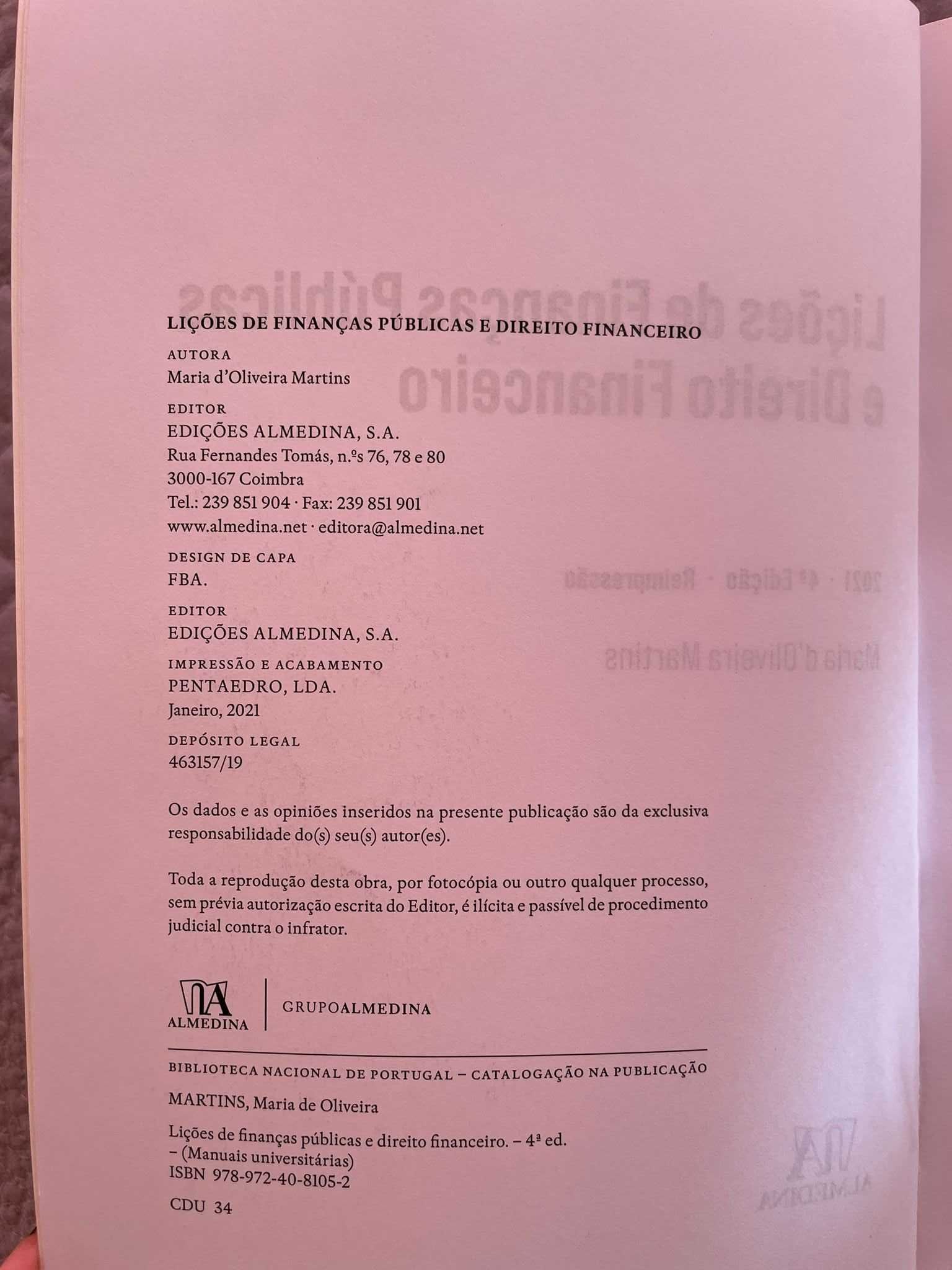 Manual Lições de Finanças Públicas e Direito Financeiro