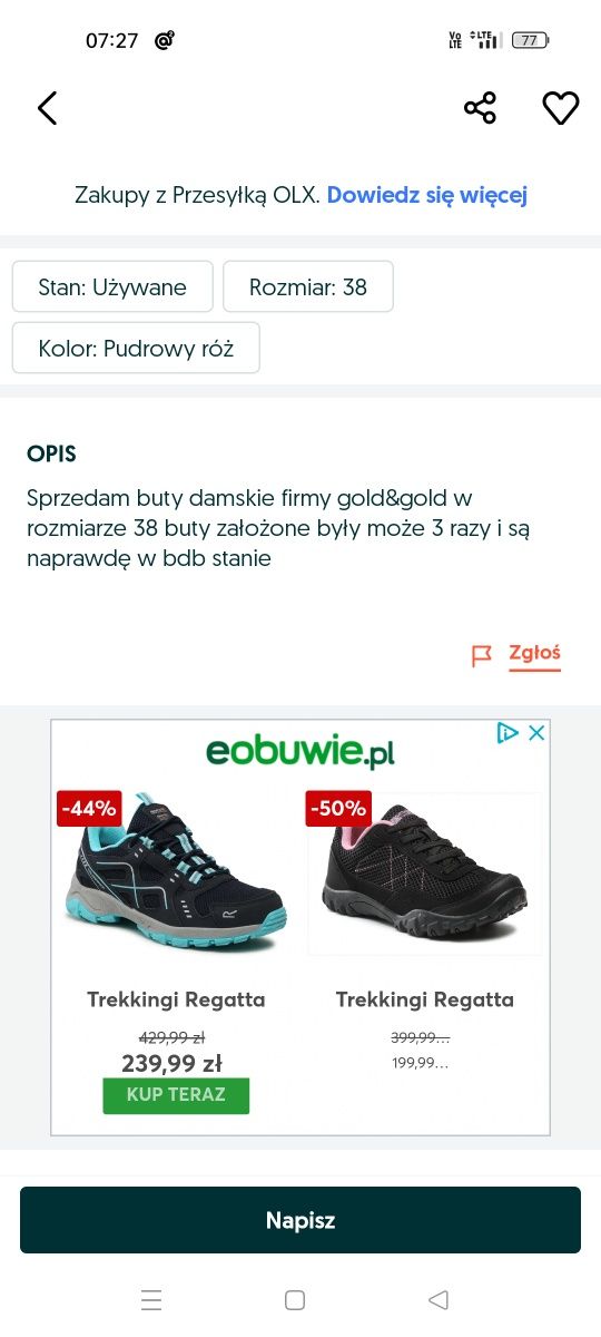 Buty damskie Półbuty rozmiar 38