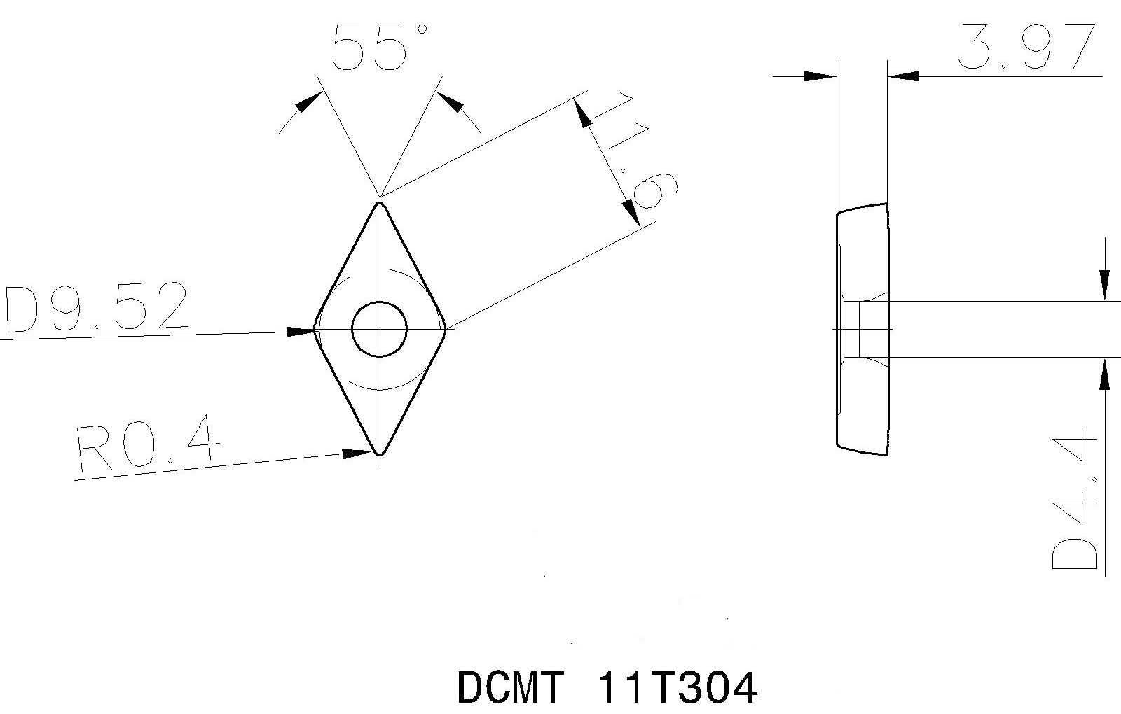 Токарный резец 16х16 мм SDJCR1616H11 в комплекте 10 пластин DCMT11T304