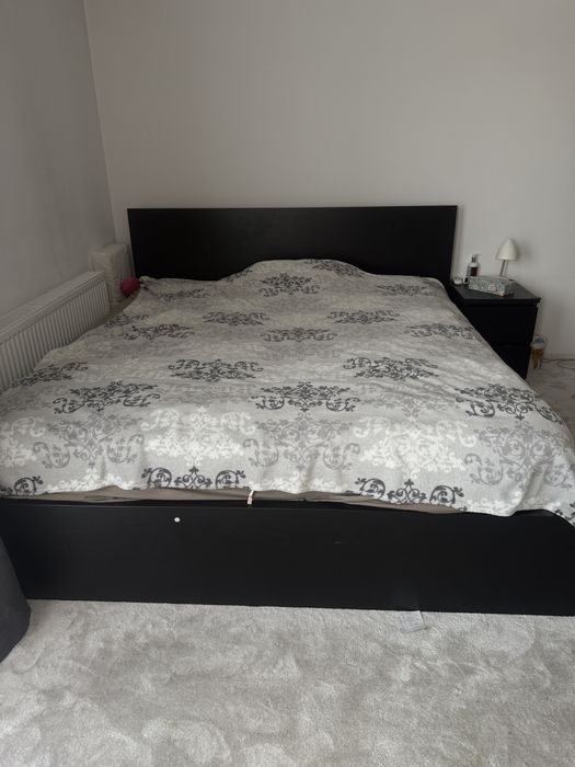 Łóżko MALM IKEA 180x200 cm czarne z pojemnikiem stan dobry +gratis