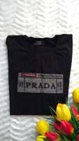 Koszulka Prada t-shirt bluzka z krótkim rękawem brokat błyszcząca