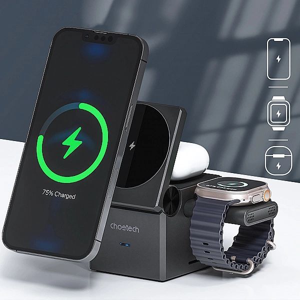 Ładowarka Choetech T632-f indukcyjna 15w 3w1 na iPhone / Apple Watch /