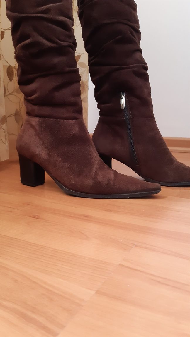 Botas Mulher Cano Alto Camurça 37 - Castanho