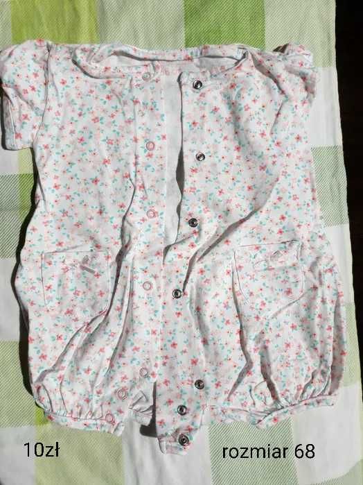 Zestaw ubranek rampers, sukienka z body r. 68-74, czapka