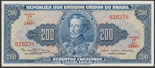banknot Brazylia 200 cruzeiros 1964 - cesarz Pedro I