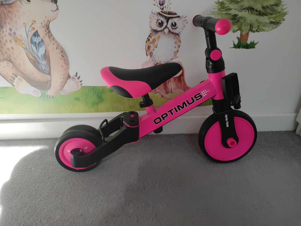 Milly Mally Rowerek trójkołowy jeździk 3w1 Optimus różowy