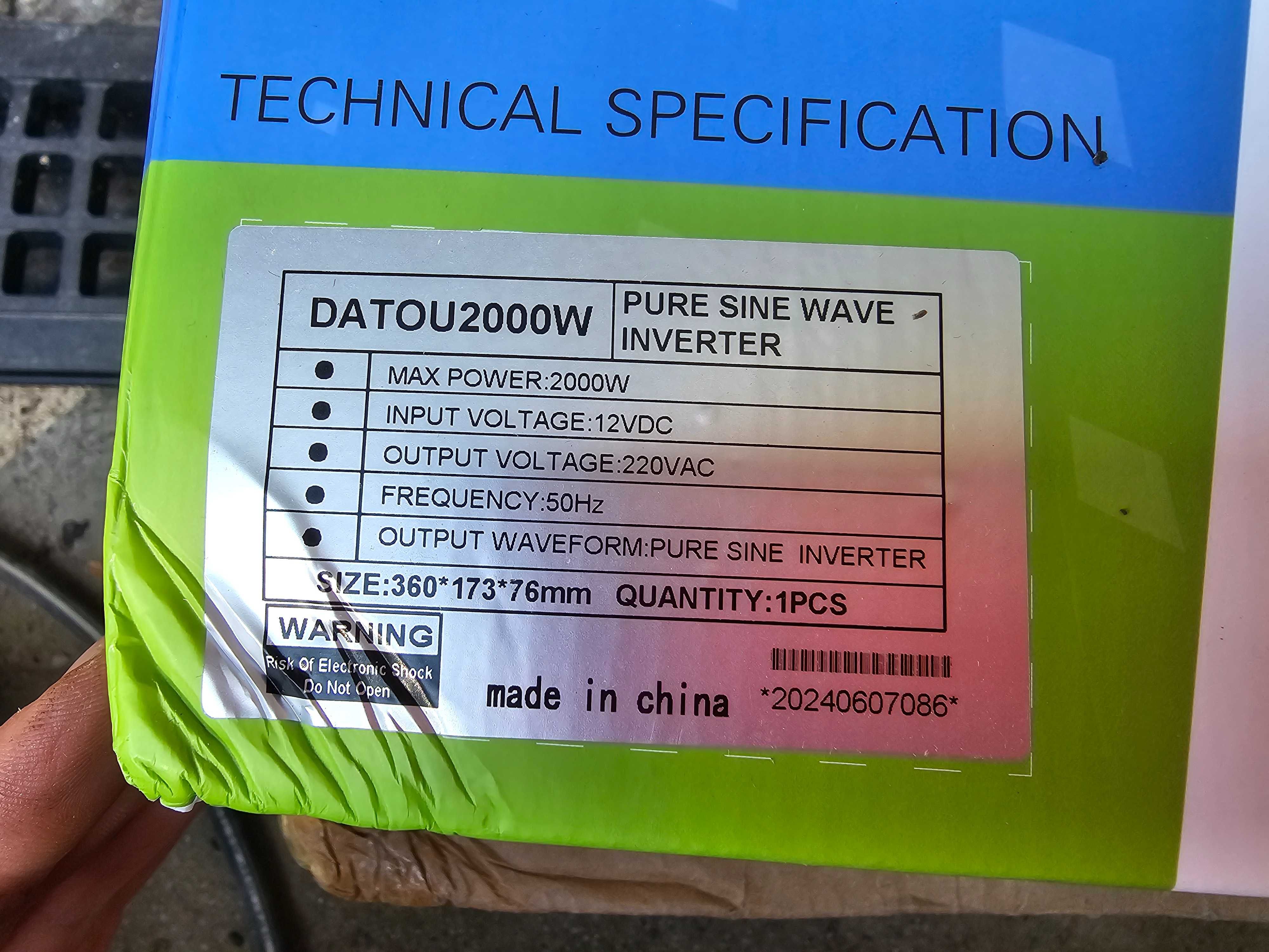 Інвертор з чистою синусоїдою Datouboss 12V-220V,2000W/4000W PSW-2000W