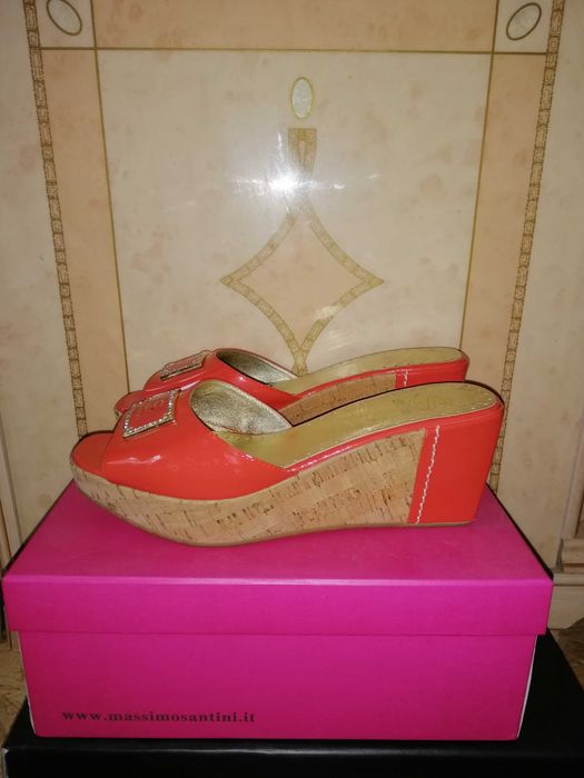 р.38 Massimo Santini шкіряні коралові шльопанці босоніжки ІталІя