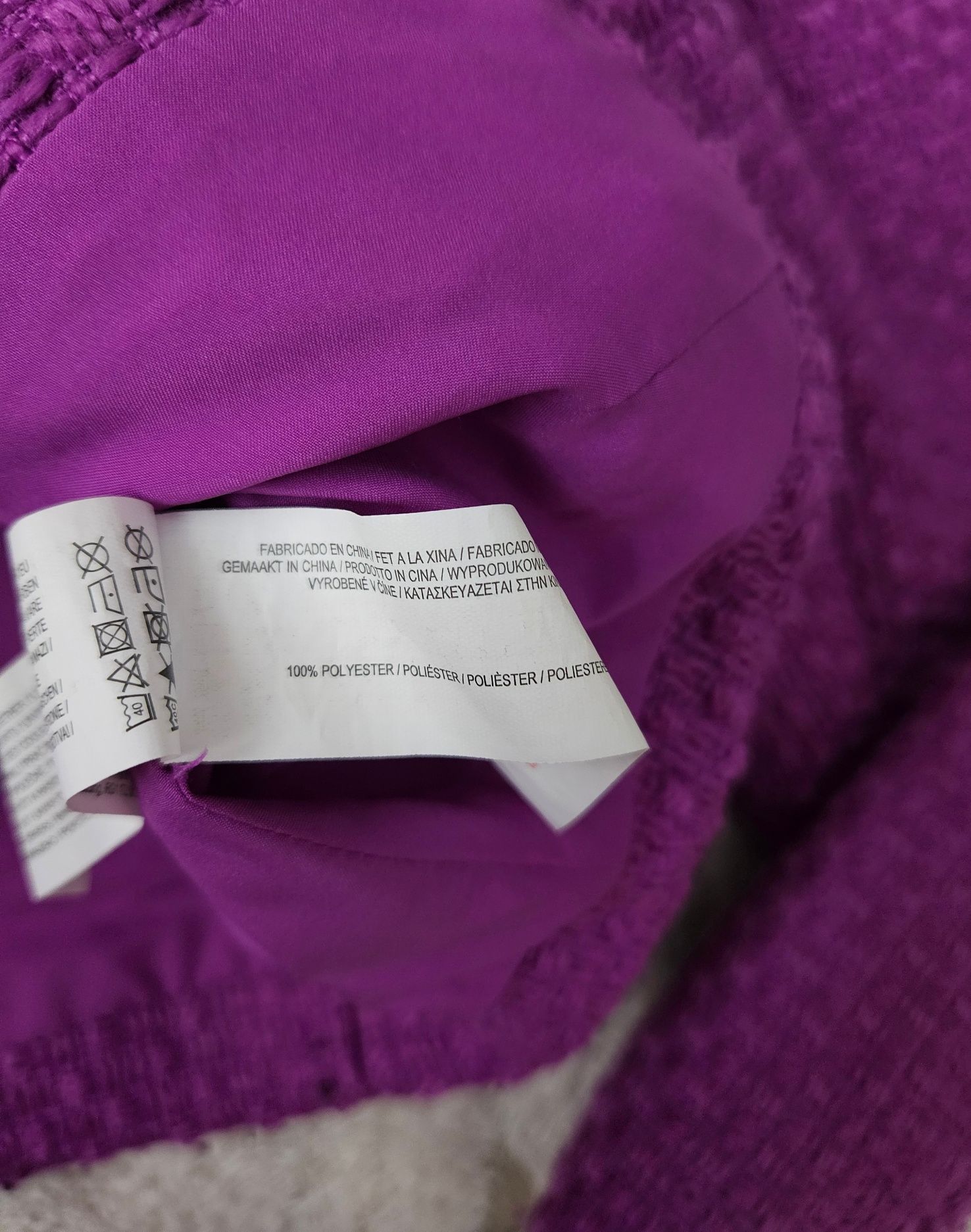 Krótka fioletowa tweedowa marynarka żakiet Primark M