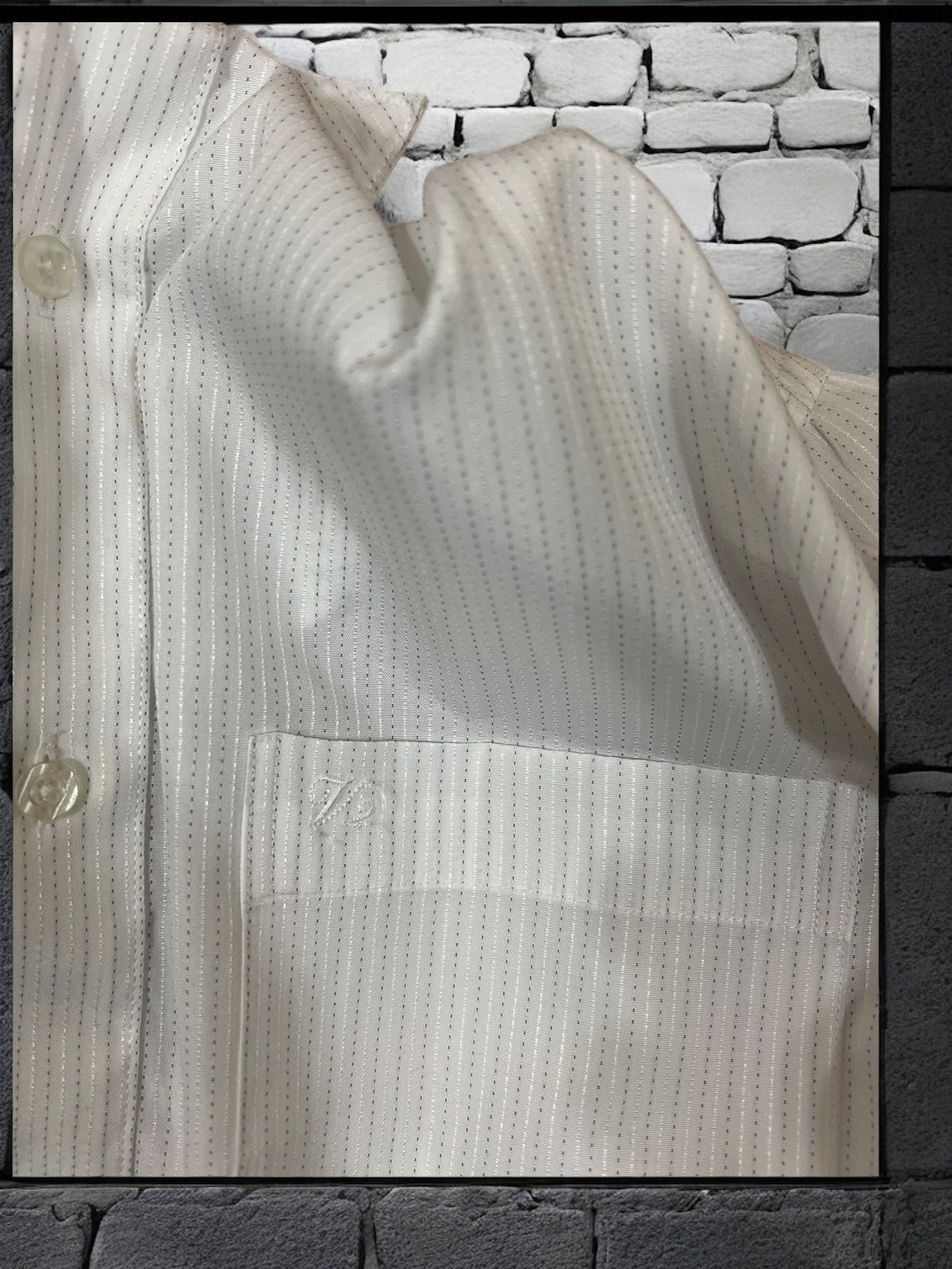 Versace Classic V2 roz. L męska biała koszula w paski vintage