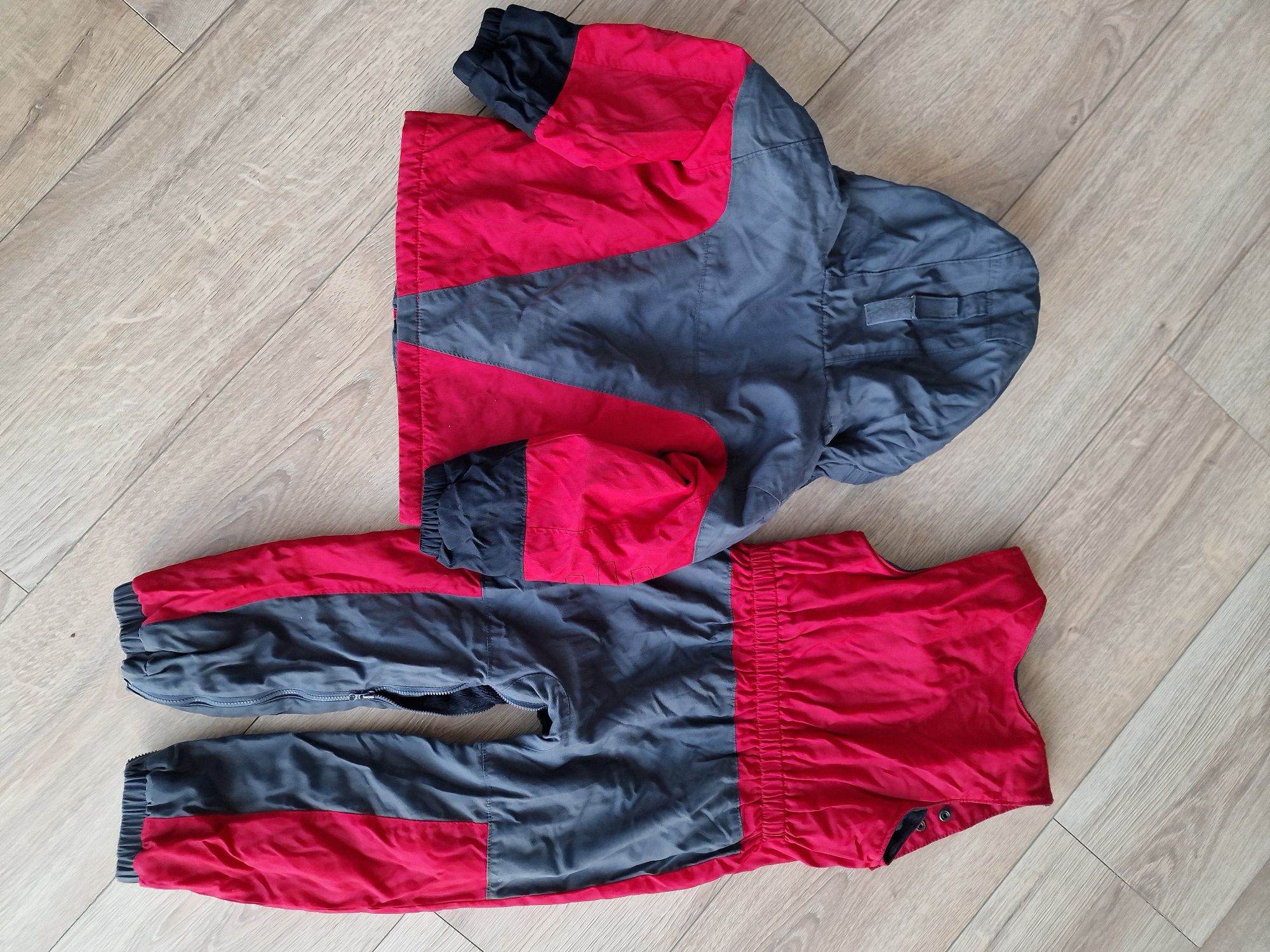 Kombinezon zimowy Columbia 4T 18-24mce kurtka spodnie czerwono-grafito