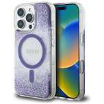 Etui Guess HC Resin Bottom Glitter MagSafe na iPhone 16 Pro - fioletow