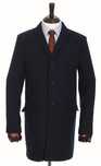 ONLY&SONS elegancki granatowy płaszcz męski z klapami 50% wełna r. 48