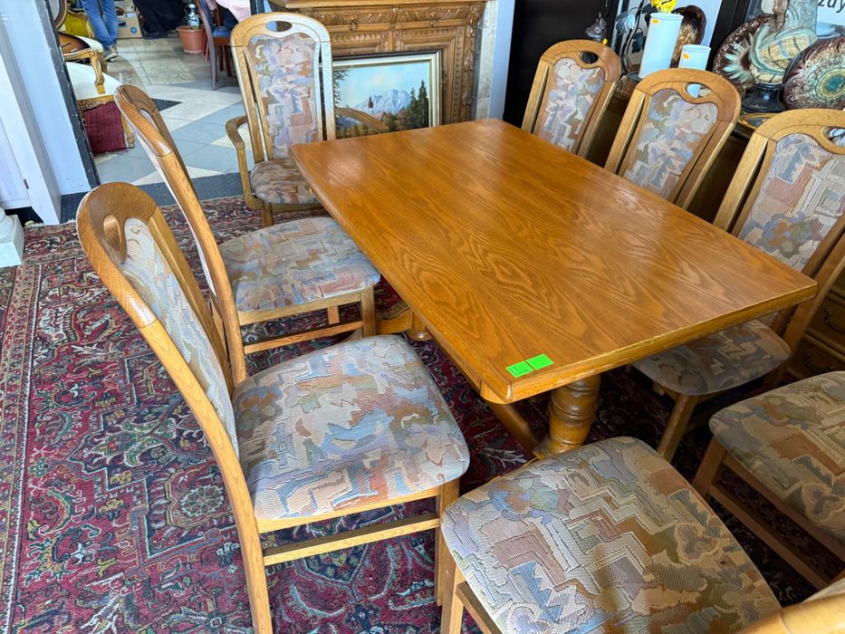 Zestaw Stół rozkładany + 8 krzeseł z Niemiec Dąb rustykalny DOWÓZ