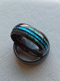 Кольцо с карбоновыми вставками дизайнерские, черные кольца