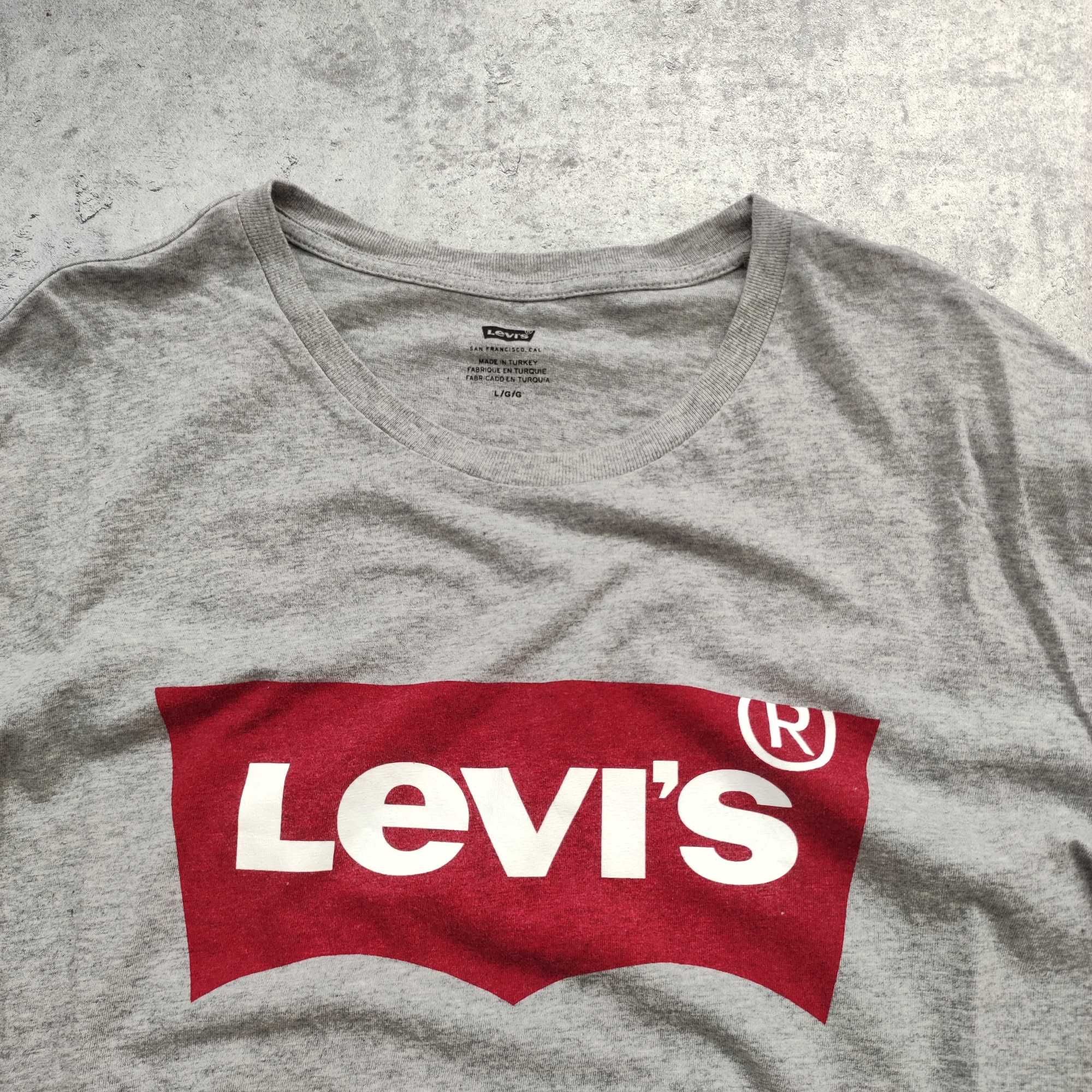 MĘSKA Koszulka Szara Levis Duże Logo PREMIUM Bawełna Elegancka