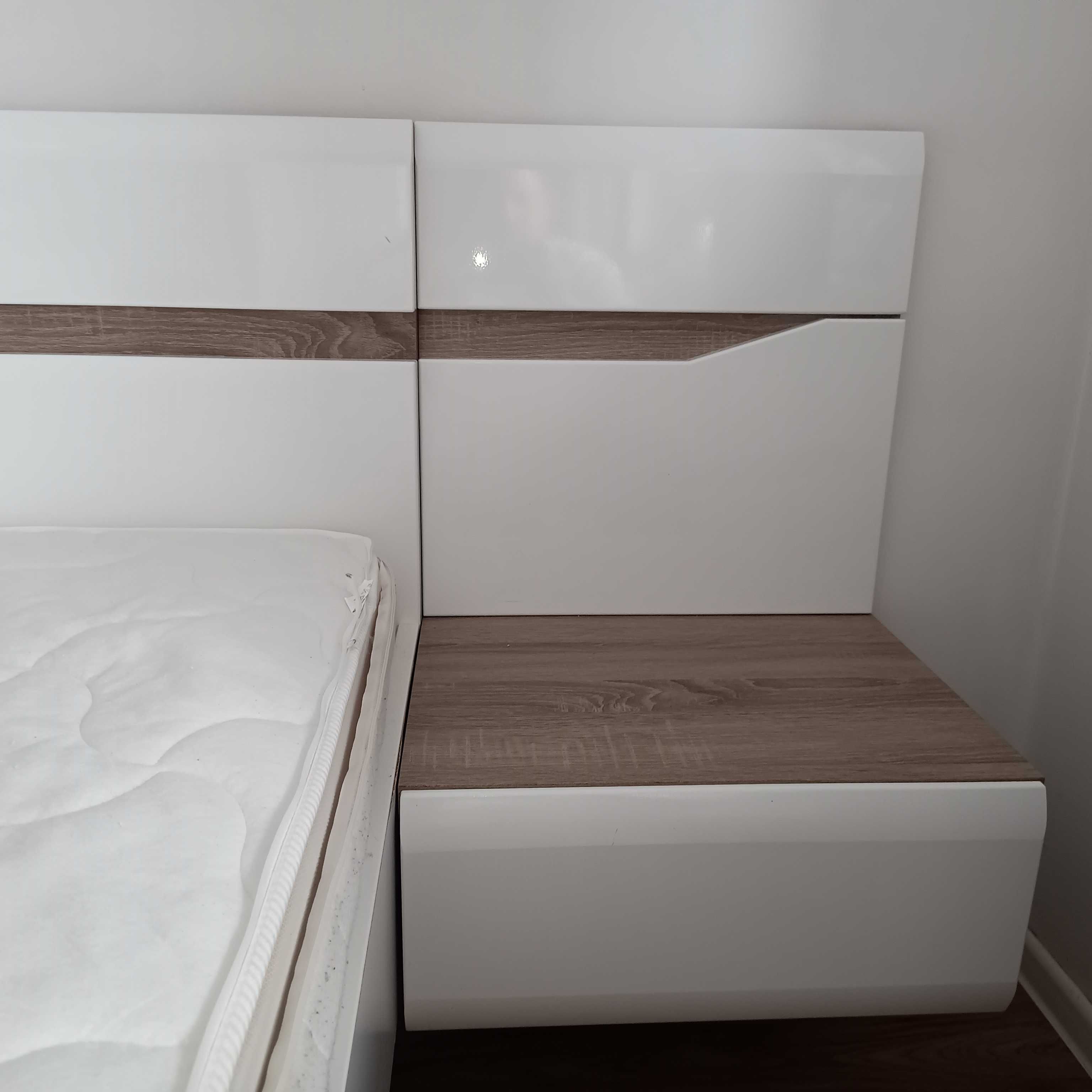 Łóżko sypialniane 180x200 biały połysk dąb Sonoma
