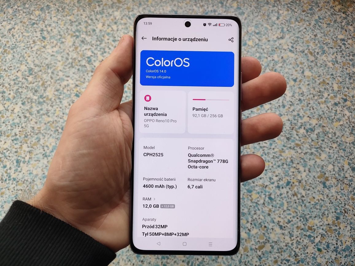 Oppo Reno 10 Pro 5G 12/256 GB Glossy Purple, jak nowy! GWARANCJA!