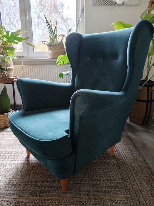 Fotel uszak butelkowa zieleń