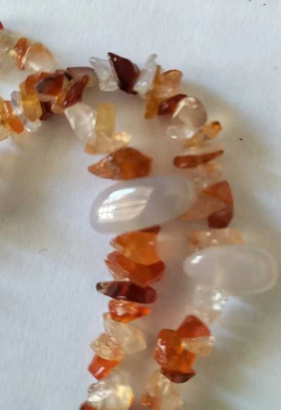 Conjunto em ágata cornalina e madrepérola