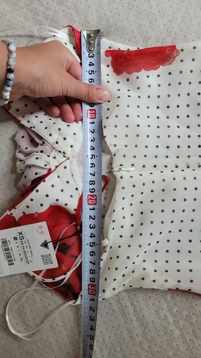 Długa biała sukienka Zara kwiat 3d w kropki XS 34 nowa viral