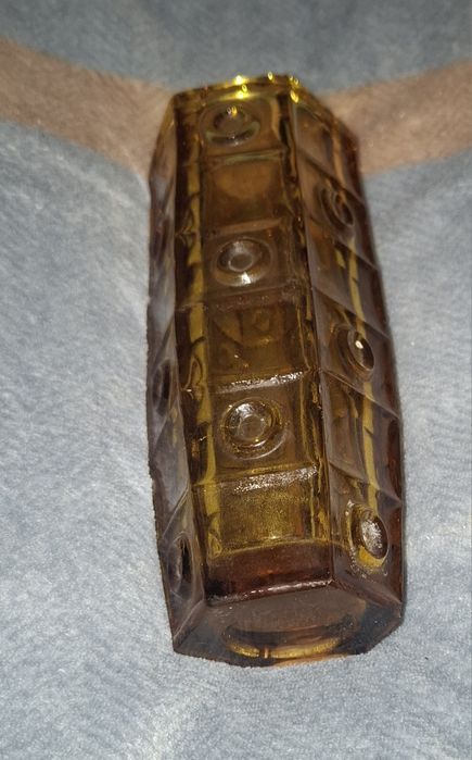 Unikatowy, miodowy piekny wazon heksagonalny Ząbkowice  PRL