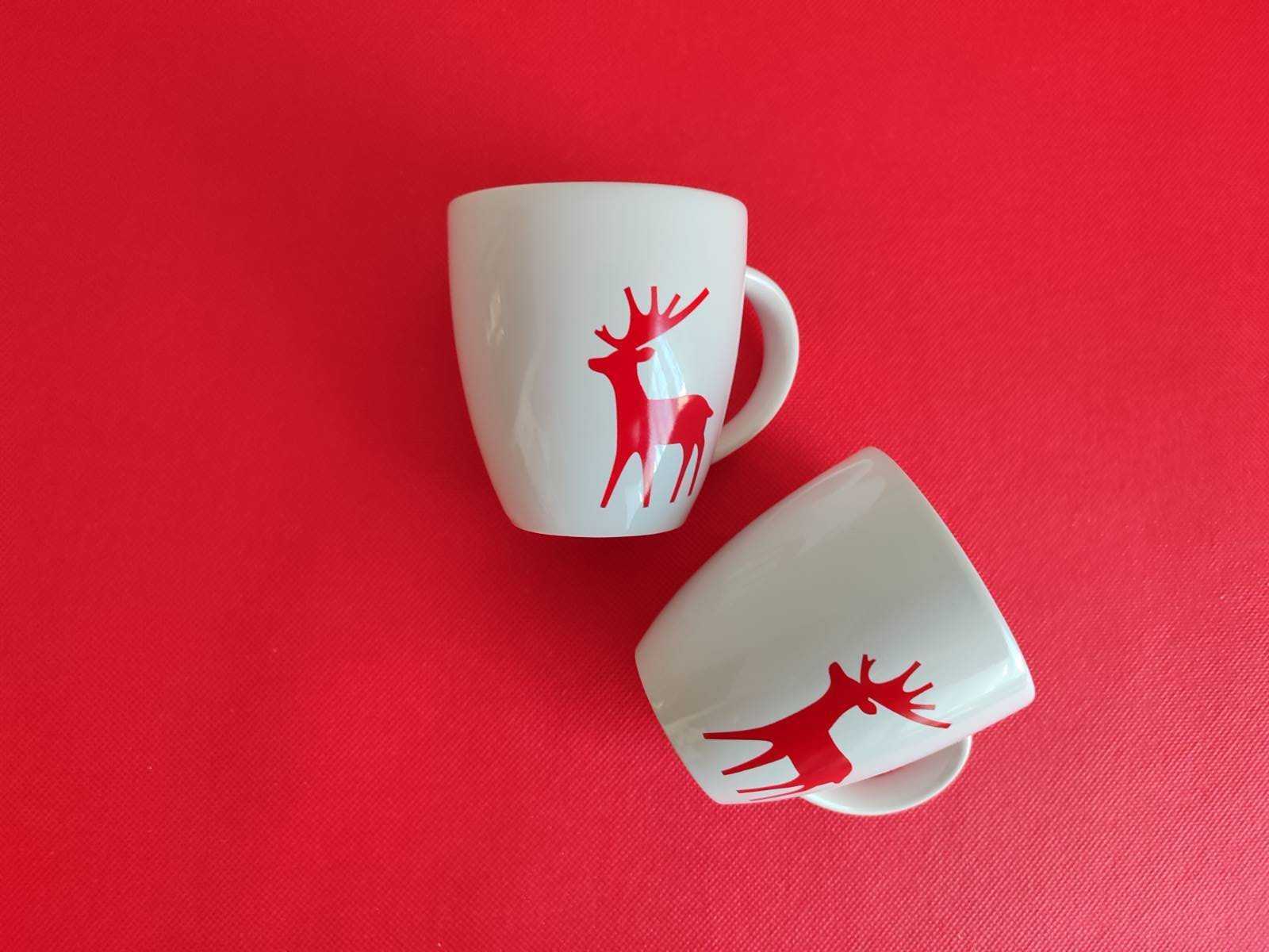 Dwa ceramiczne kubki Renifery