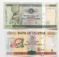 Banknoty 20000, 10000, 5000, 1000 szylingów Uganda Zestaw 4 szt.