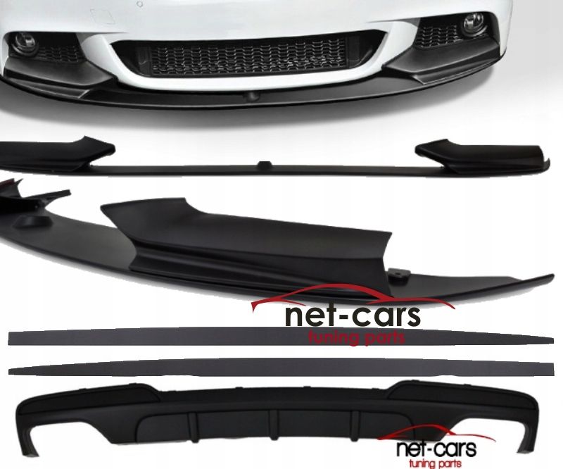 Zestaw BMW F10 F11 MPakiet spoiler przód, tył + progi czarny mat 00-00
