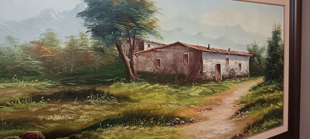 Quadro com paisagem da natureza de 1,50m x 0,8 m, em muito bom estado