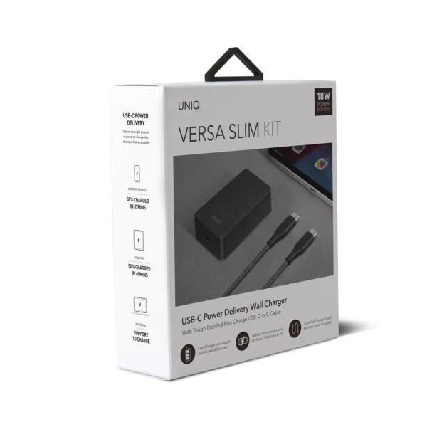 UNIQ Ładowarka sieciowa Versa Slim  USB-C PD 18W + kabel USB-C