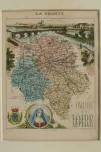 mapa Tours, Francja z XIX wiecznego atlasu A. Vuillemin