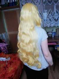 peruka blond długa kręcona cosplay żółta przebranie wig prezent