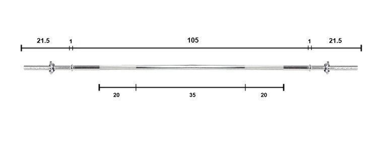 Sztanga / gryf prosty 150cm / 25mm gwintowany