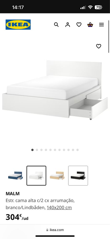 Cama MALM com gavetas