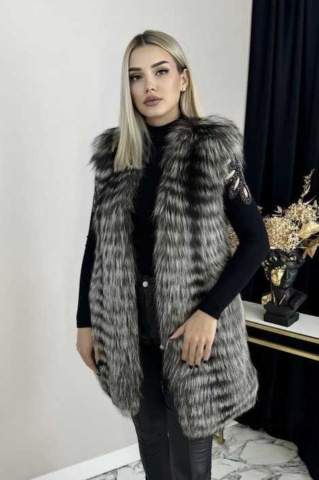 Жилет з натурального хутра чорнобурки Nessy's (S-M), довжина 80 см