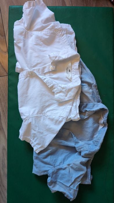 Koszule na krótki rękaw 116 niebieska biała HM