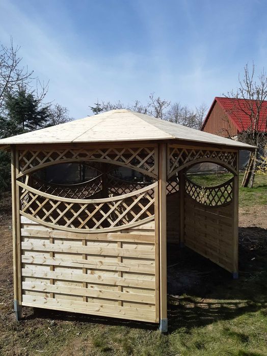 ALTANA ogrodowa drewniana sześciokątna PERGOLA z drewna ŻARY Lubuskie