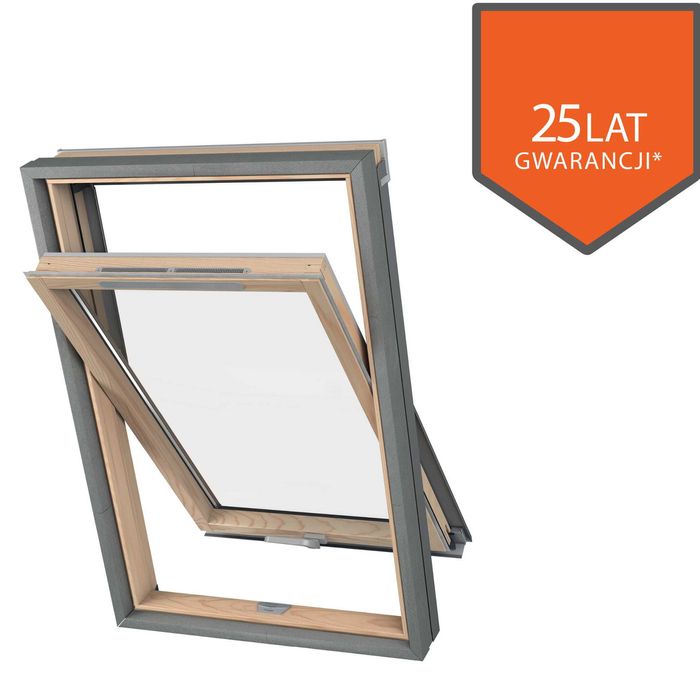 Okno dachowe drewno 3 szyby współczynnik 1.1 78/140 grafit antracyt