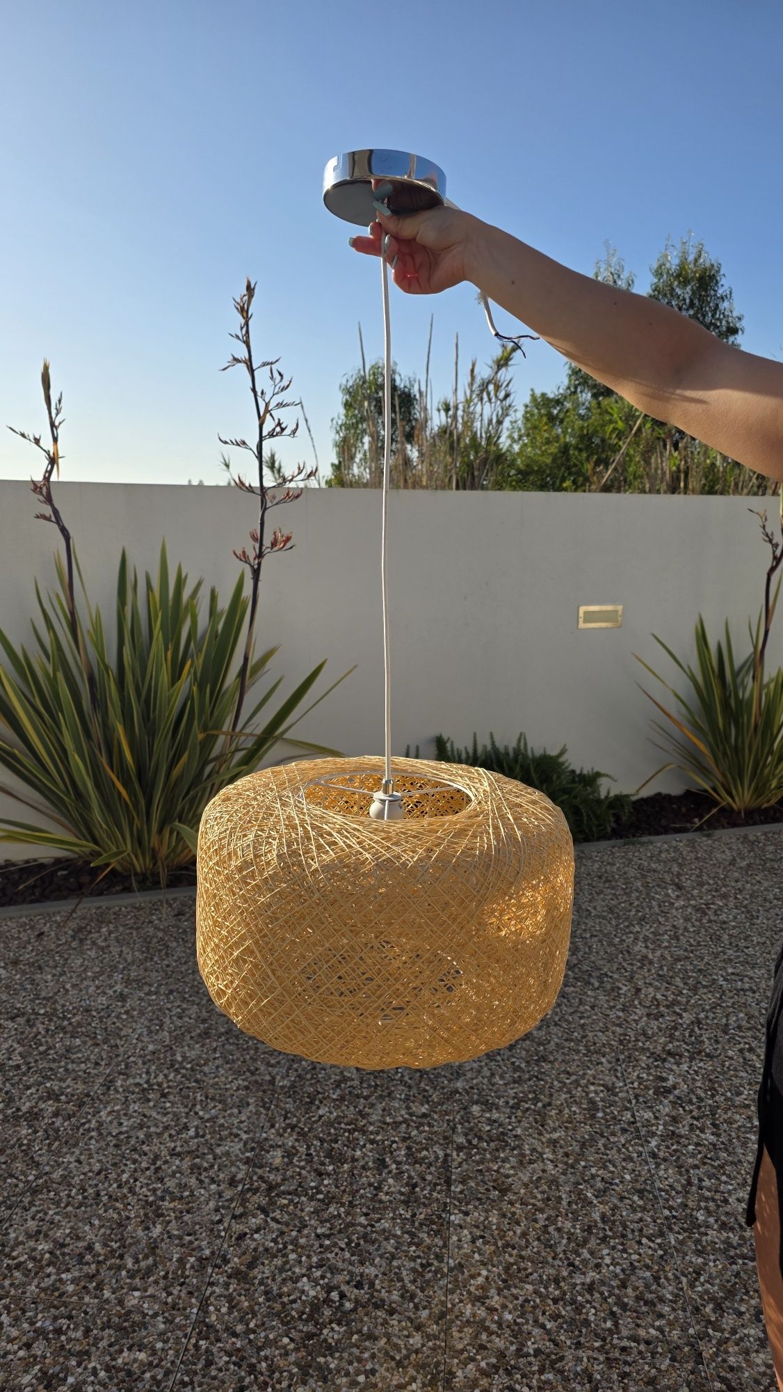 Candeeiro estilo "palha" / bambu (plastico)