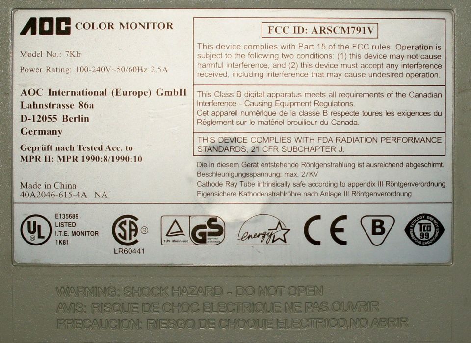 monitor 17 cali CRT kineskopowy AOC