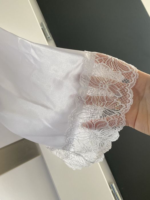 Szlafrok ślubny Panna Młoda koronka M