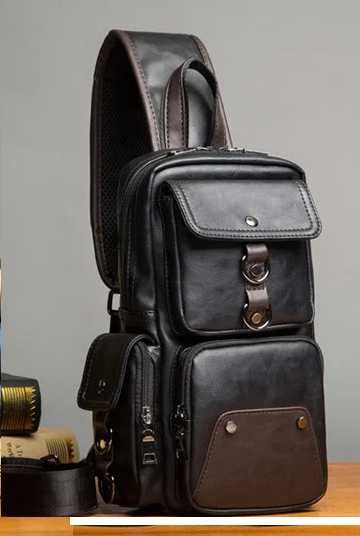 Чоловіча мужская кожаная сумка барсетка мужской рюкзак на плече ранец