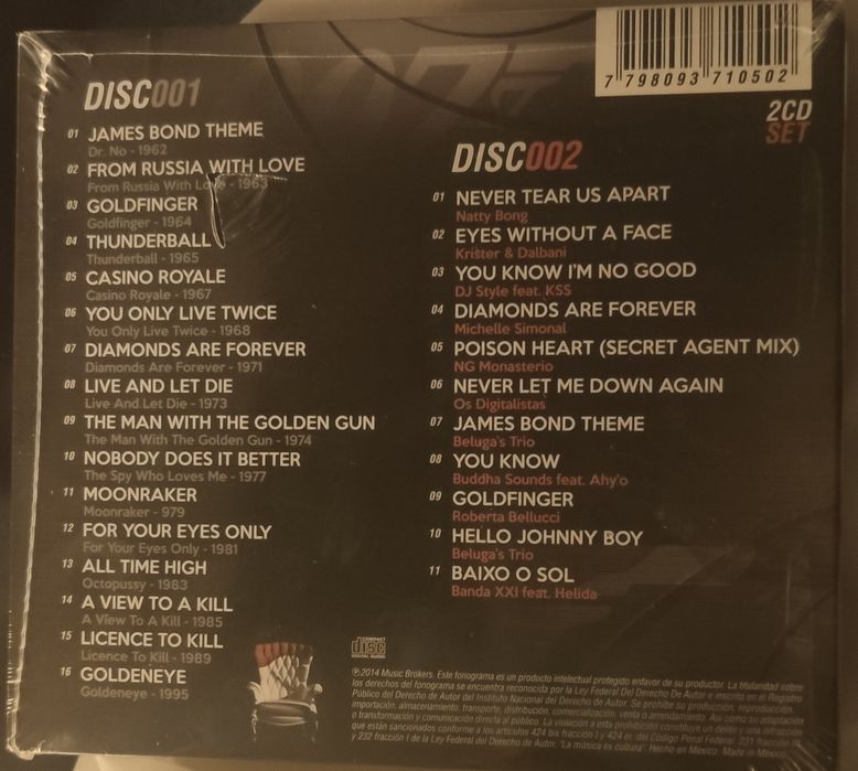 CD com as músicas dos filmes de 007 James Bond
