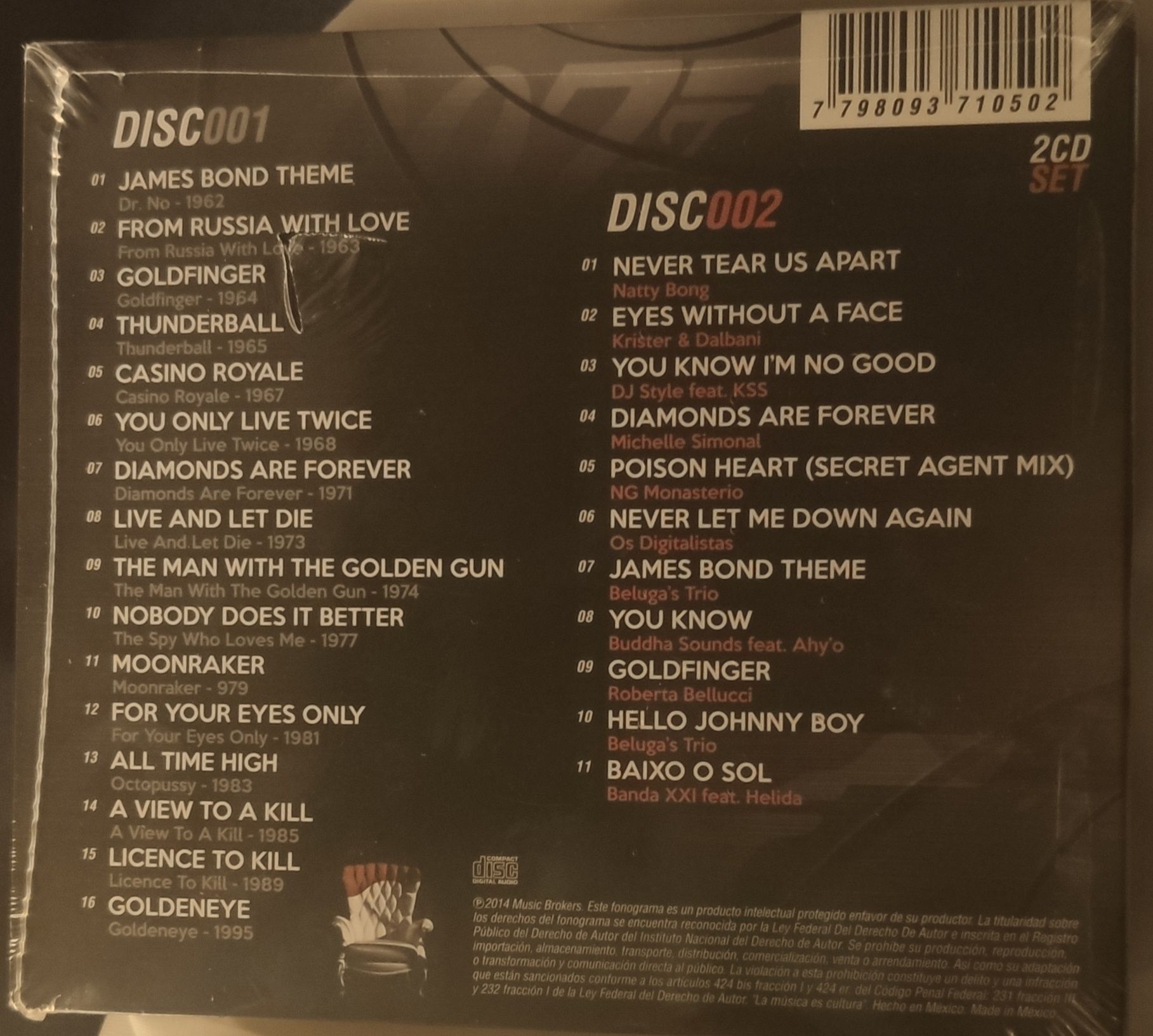 CD com as músicas dos filmes de 007 James Bond