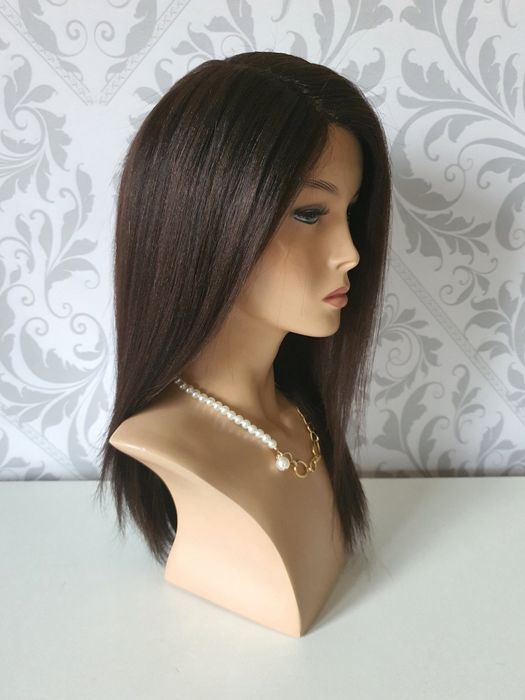 Peruka z włosów naturalnych ciemny brąz Agnieszka lace front