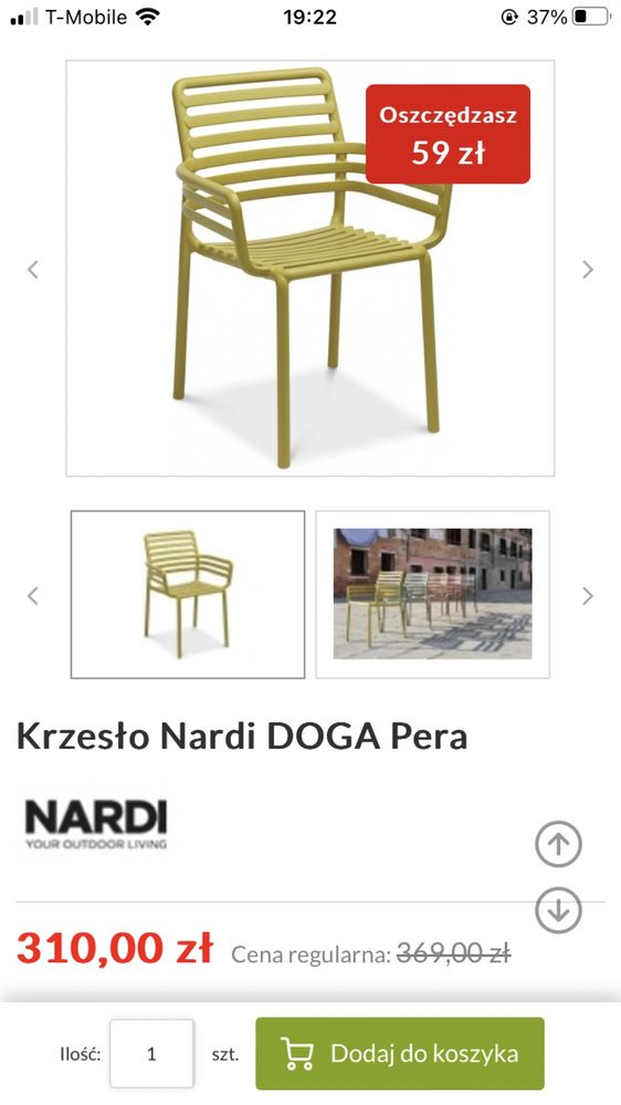 Krzesło Nardi Doga Armchair kolor Pera