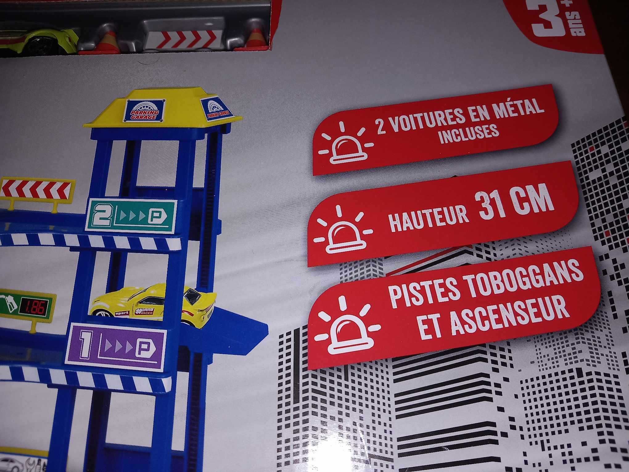Garagem RC c ascensor Kidway+2 níveis c 2 carrinhos NOVO c 20% descont