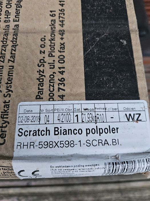Płytki Paradyż SCRATCH BIANCO 60x60