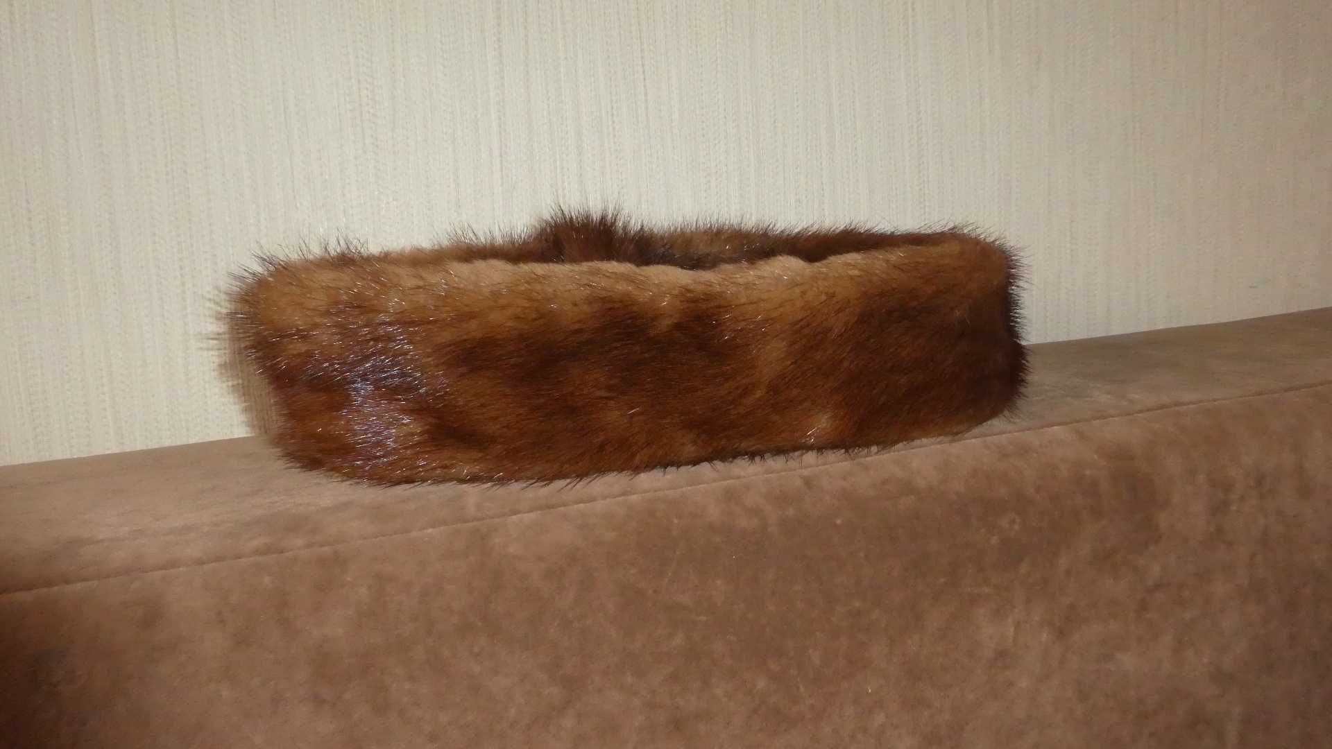 Opaska z jasnej naturalnej norki szer 6 cm